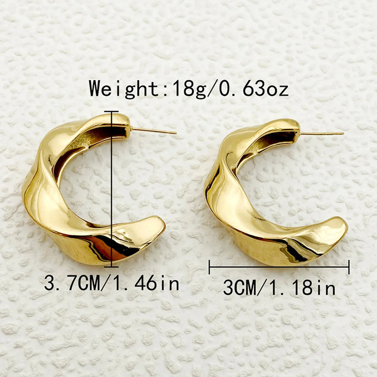 1 Pair Vacation Beach Simple Style C Shape Lines Plating Stainless Steel Gold Plated Ear Studs