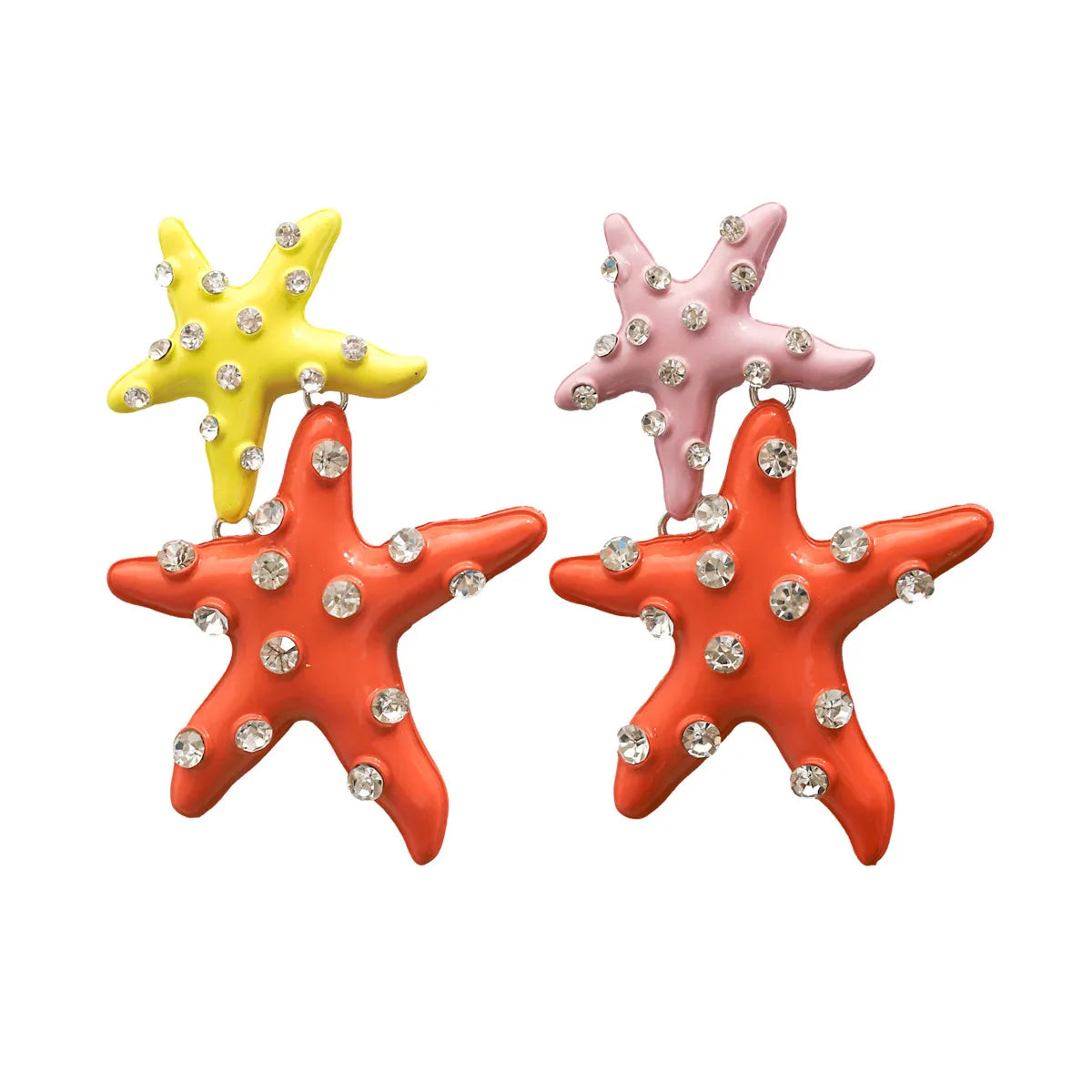 1 Pair Vacation Beach Starfish Plating Alloy Rhinestones Drop Earrings