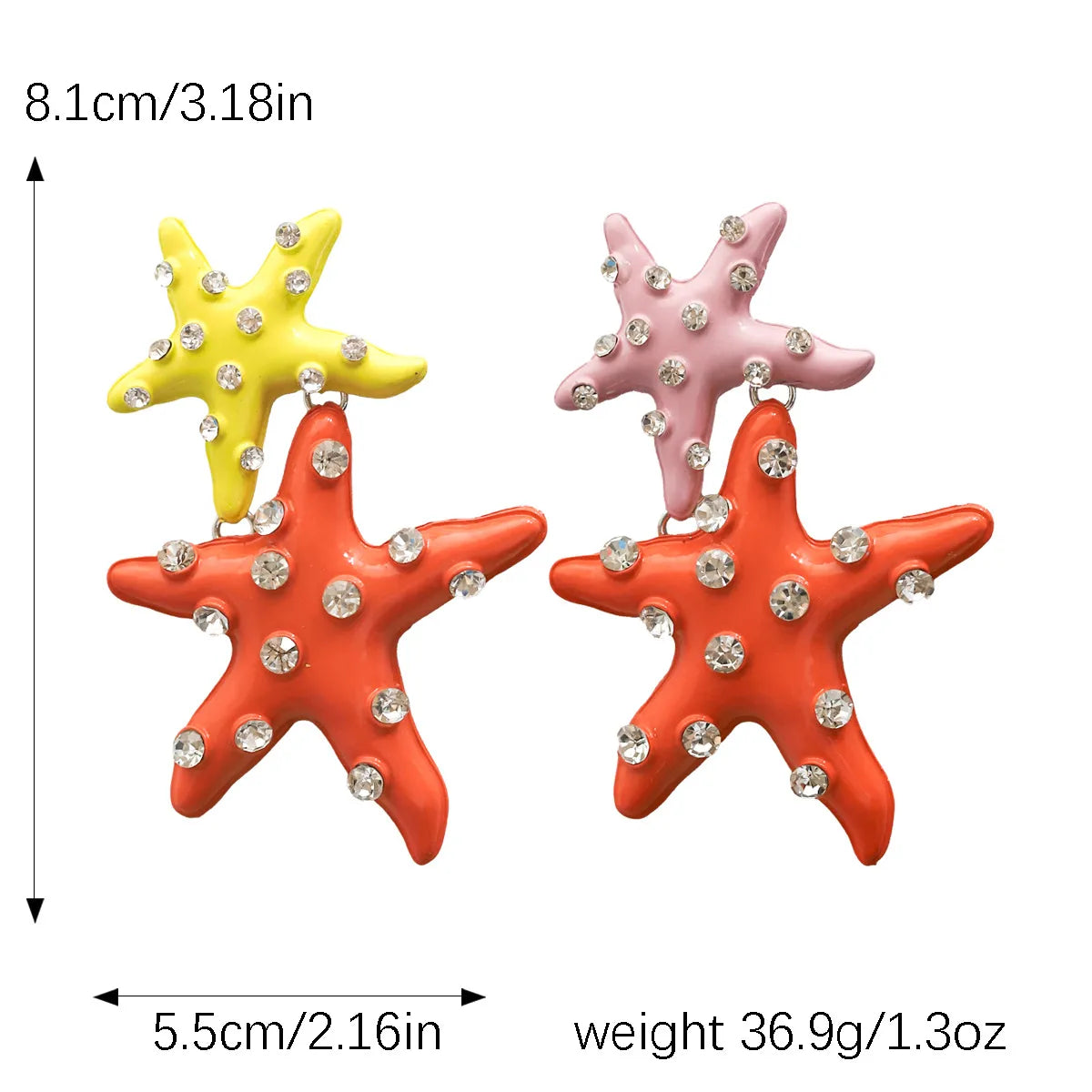 1 Pair Vacation Beach Starfish Plating Alloy Rhinestones Drop Earrings