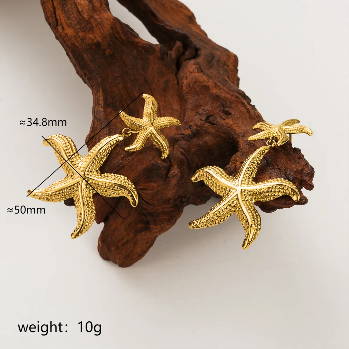 1 Pair Vacation Beach Starfish Stainless Steel 18k Gold Plated Ear Studs