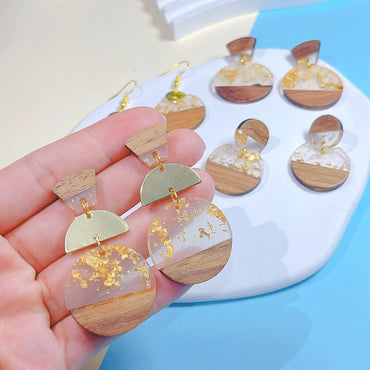 1 Pair Vacation Beach Streetwear Geometric Wood Drop Earrings