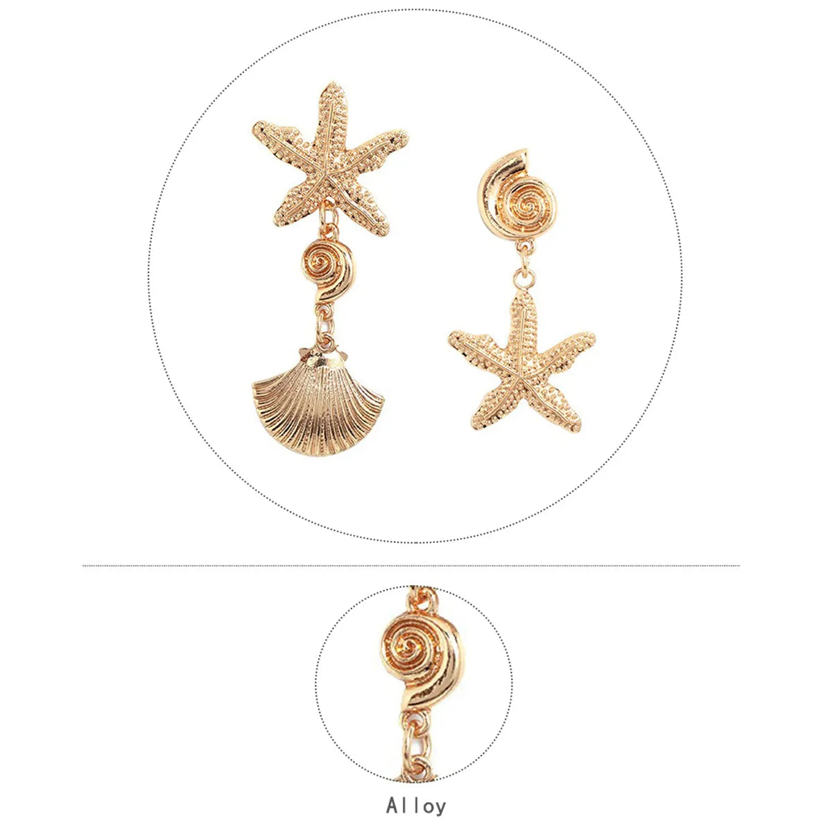 1 Pair Vacation Beach Streetwear Starfish Plating Alloy Drop Earrings