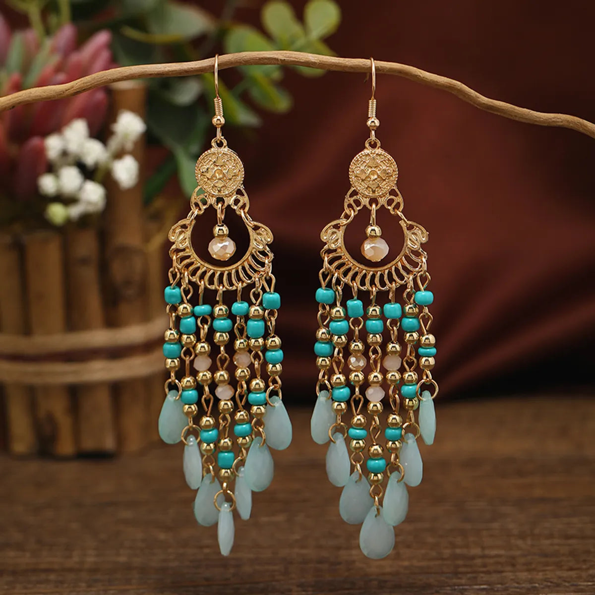 1 Pair Vacation Beach Tassel Alloy Drop Earrings