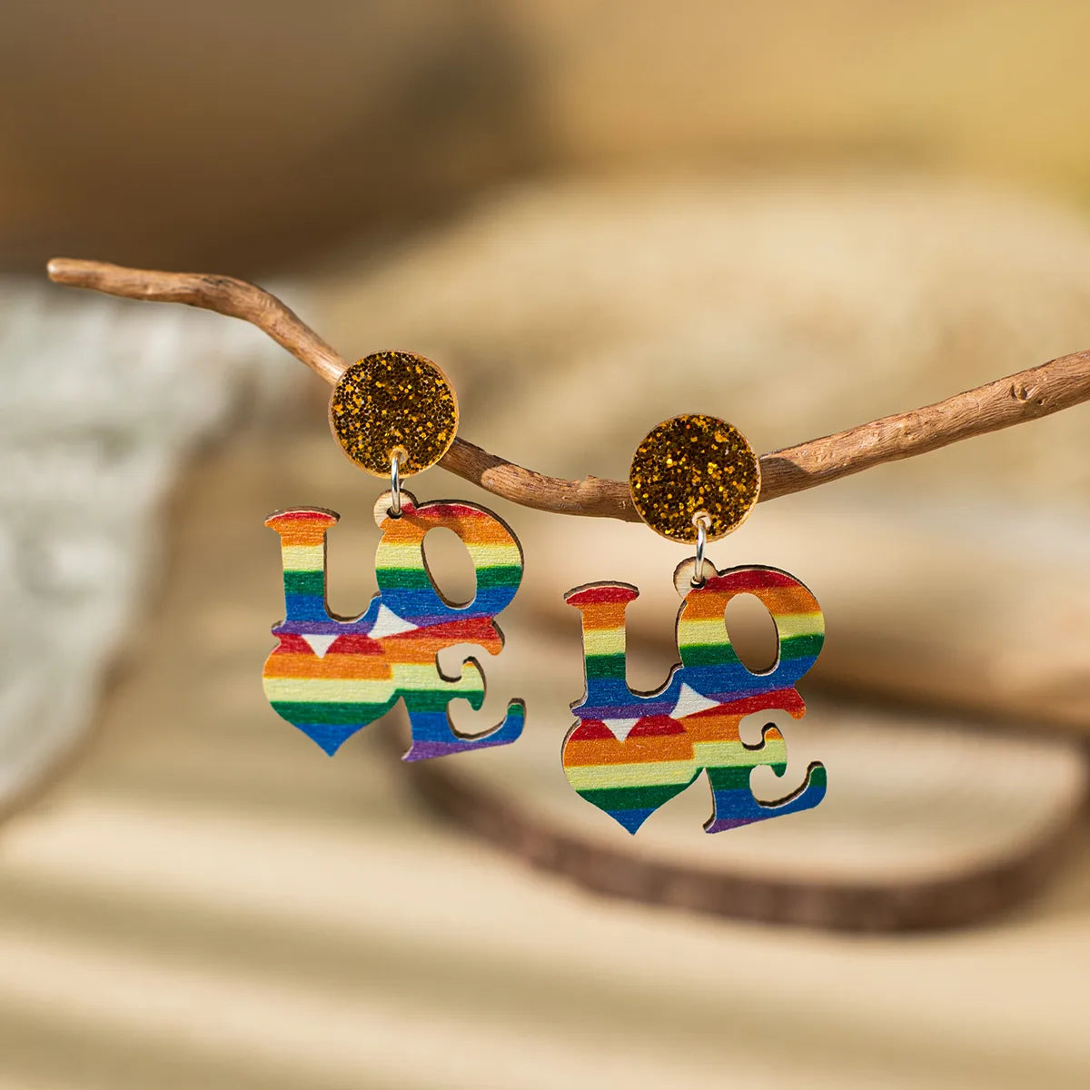 1 Pair Vacation Bohemian Geometric Snake Wood Drop Earrings