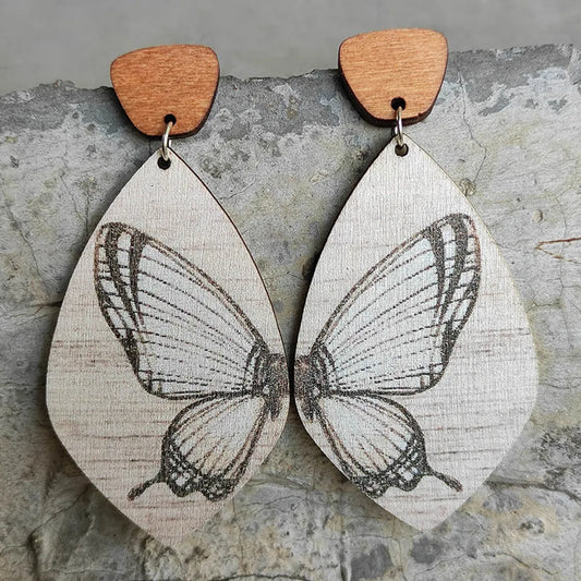 1 Pair Vacation Butterfly Wood Drop Earrings