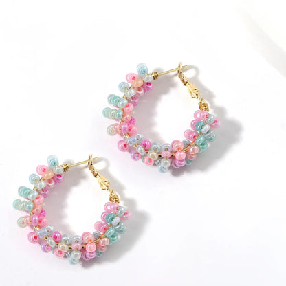 1 Pair Vacation Circle Plastic Resin Women'S Hoop Earrings