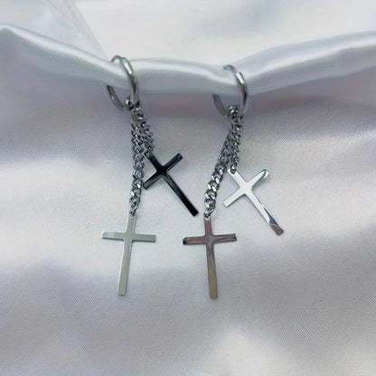 1 Pair Vacation Classic Style Cross Plating Stainless Steel None None Drop Earrings