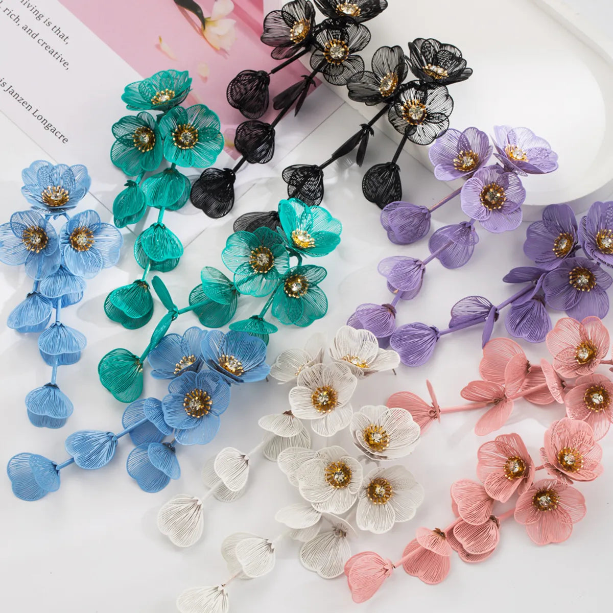 1 Pair Vacation Classic Style Flower Alloy Drop Earrings