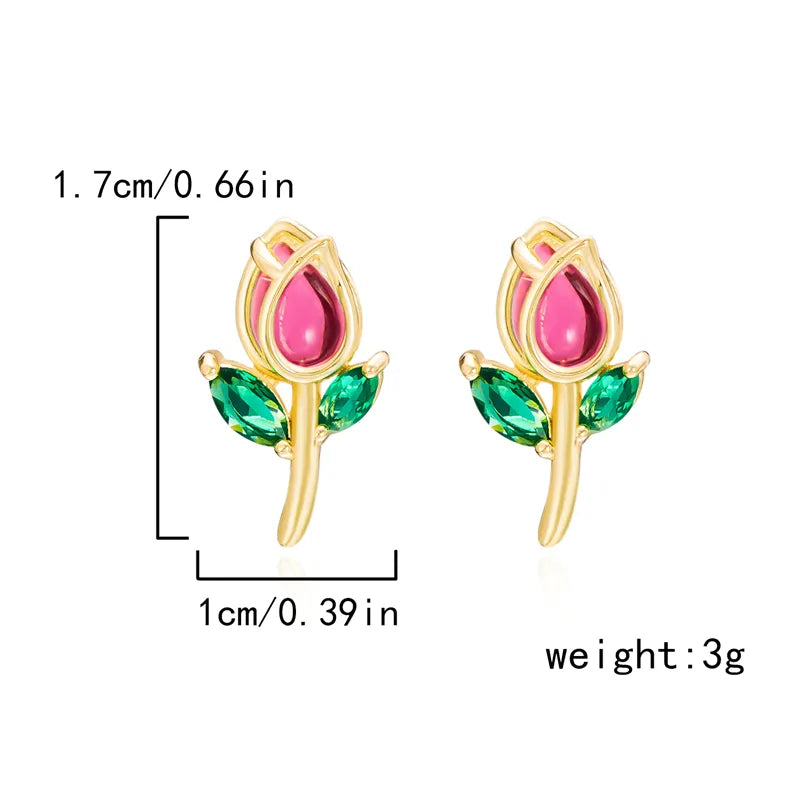 1 Pair Vacation Classic Style Flower Inlay Copper Glass Ear Studs