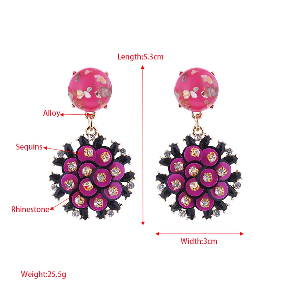 1 Pair Vacation Classic Style Flower Plating Inlay Alloy Rhinestones Gold Plated Drop Earrings