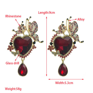 1 Pair Vacation Classic Style Heart Shape Inlay Alloy Rhinestones Drop Earrings