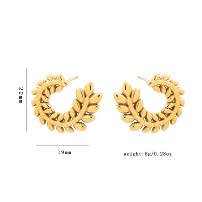 1 Pair Vacation Classic Style Leaves Plating 304 Stainless Steel 18K Gold Plated Ear Studs