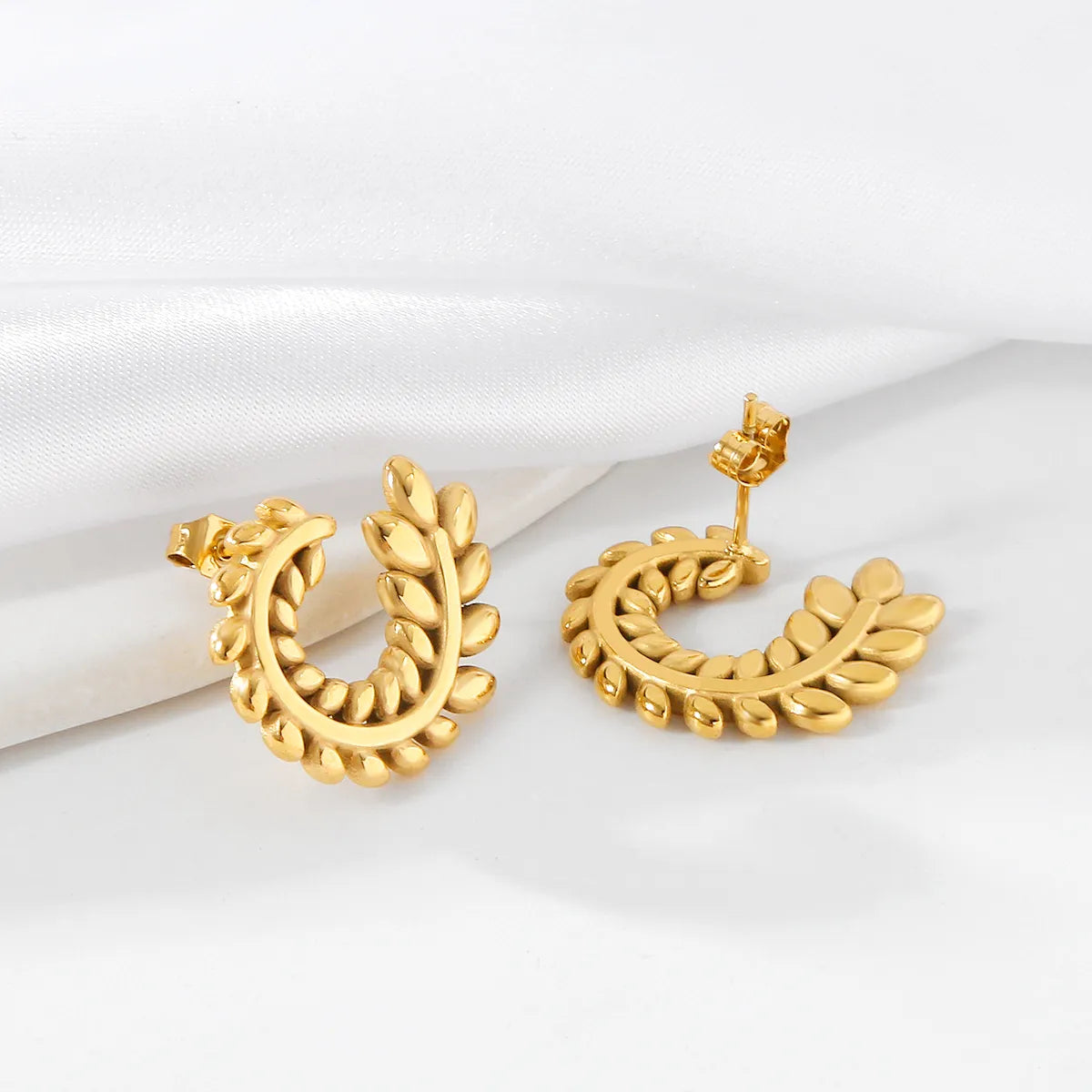 1 Pair Vacation Classic Style Leaves Plating 304 Stainless Steel 18K Gold Plated Ear Studs