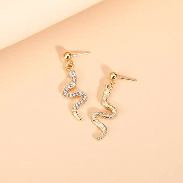 1 Pair Vacation Classic Style Snake Inlay Alloy Rhinestones Drop Earrings