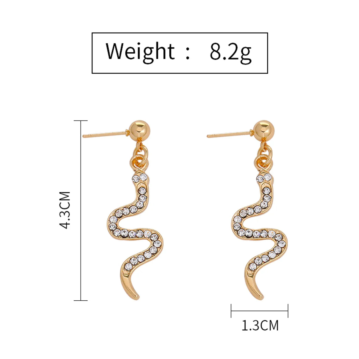 1 Pair Vacation Classic Style Snake Inlay Alloy Rhinestones Drop Earrings