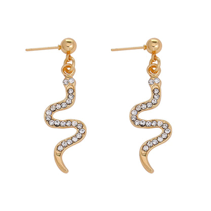 1 Pair Vacation Classic Style Snake Inlay Alloy Rhinestones Drop Earrings