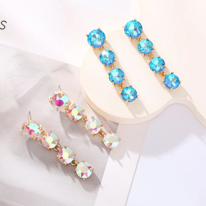 1 Pair Vacation Classic Style Solid Color Plating Inlay Alloy Glass Gold Plated Drop Earrings