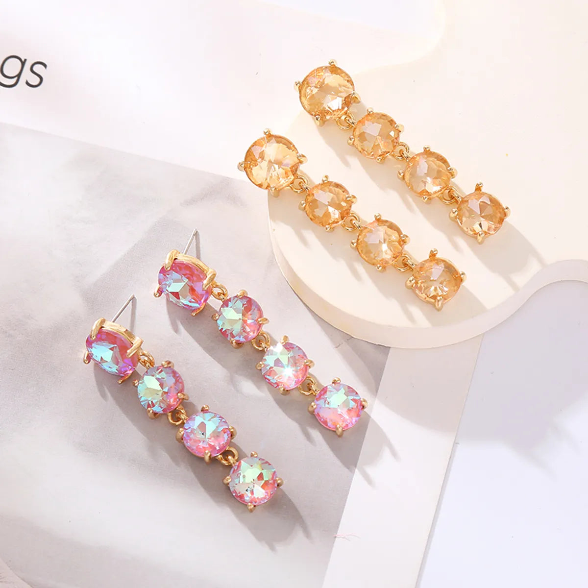 1 Pair Vacation Classic Style Solid Color Plating Inlay Alloy Glass Gold Plated Drop Earrings