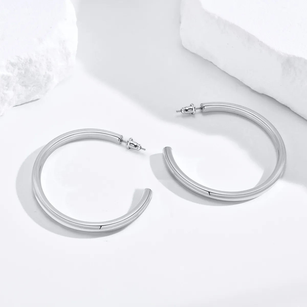 1 Pair Vacation Classic Style Solid Color Polishing Stainless Steel Hoop Earrings