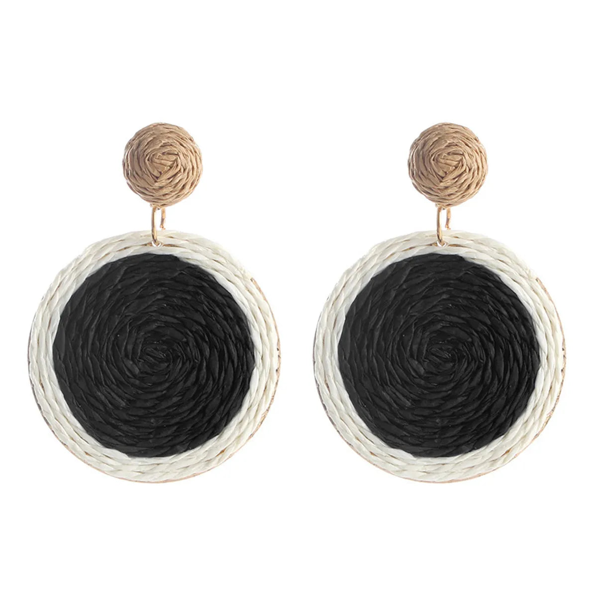 1 Pair Vacation Color Block Raffia Drop Earrings