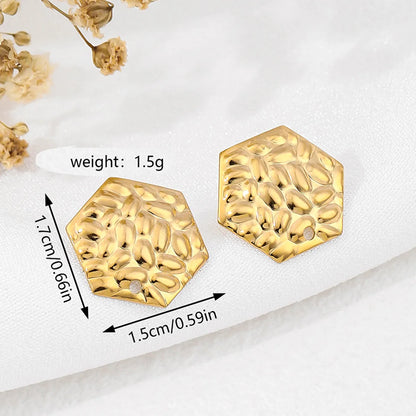 1 Pair Vacation Commute Geometric Round Asymmetrical Plating 304 Stainless Steel 18K Gold Plated Ear Studs