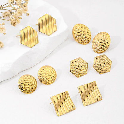 1 Pair Vacation Commute Geometric Round Asymmetrical Plating 304 Stainless Steel 18K Gold Plated Ear Studs