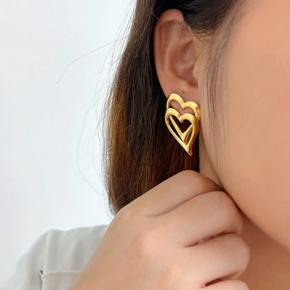 1 Pair Vacation Commute Heart Shape Plating 304 Stainless Steel 316 Stainless Steel  18K Gold Plated Ear Studs