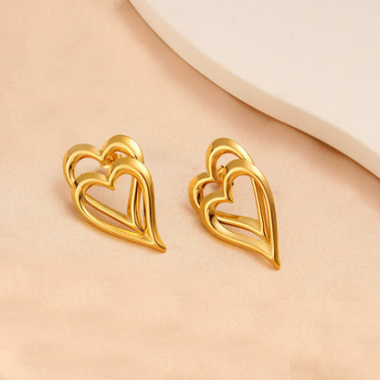 1 Pair Vacation Commute Heart Shape Plating 304 Stainless Steel 316 Stainless Steel  18K Gold Plated Ear Studs