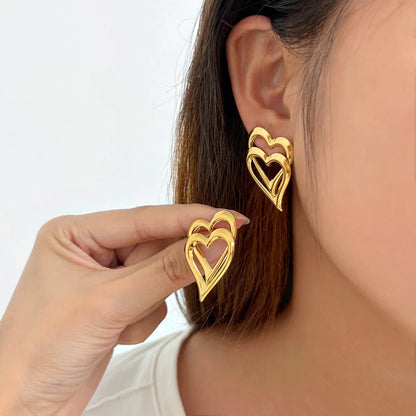 1 Pair Vacation Commute Heart Shape Plating 304 Stainless Steel 316 Stainless Steel  18K Gold Plated Ear Studs