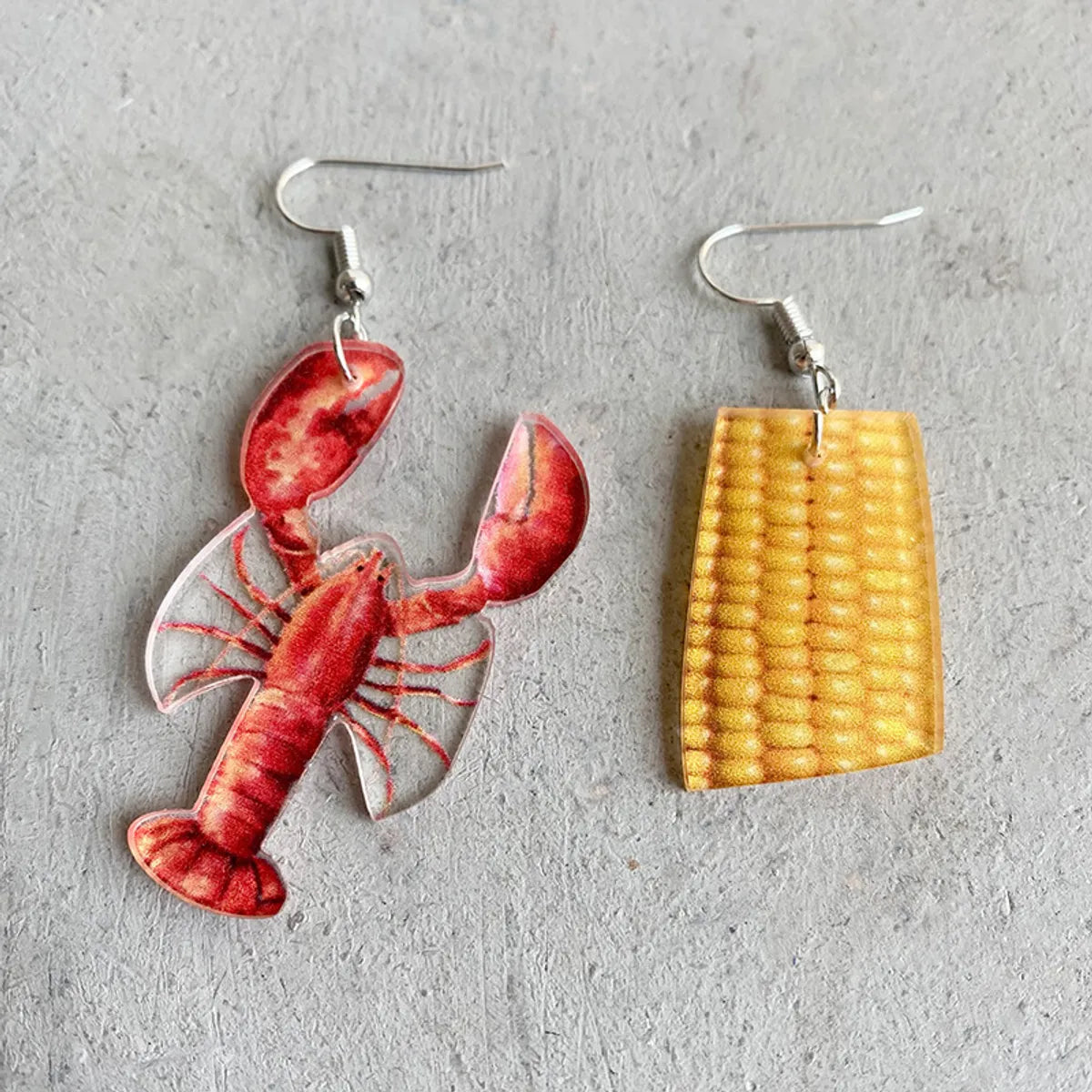 1 Pair Vacation Corn Lobster Arylic Iron Ear Hook