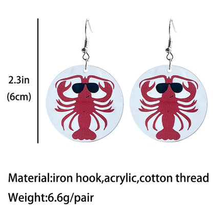 1 Pair Vacation Corn Lobster Arylic Iron Ear Hook