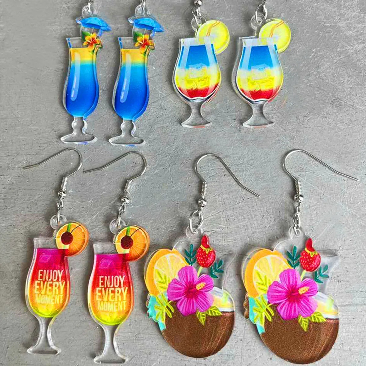 1 Pair Vacation Cup Arylic Drop Earrings