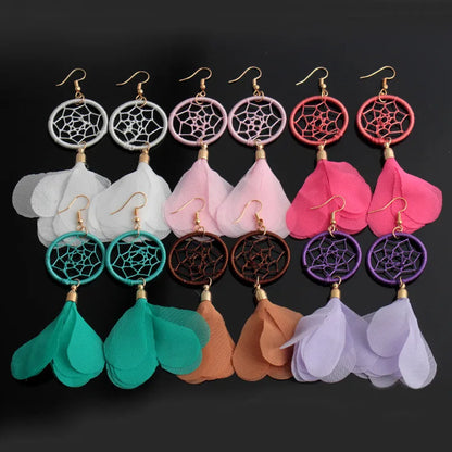 1 Pair Vacation Dreamcatcher Cloth Handmade Women'S Drop Earrings