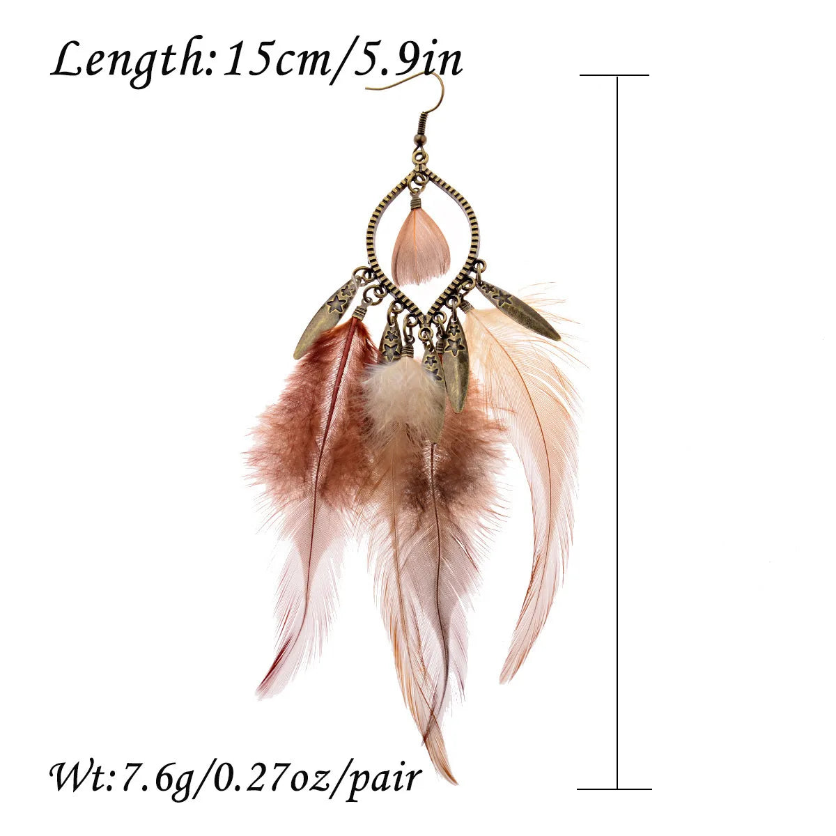 1 Pair Vacation Ethnic Style Feather Patchwork Alloy Drop Earrings