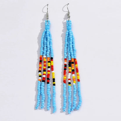 1 Pair Vacation Ethnic Style Geometric Beaded Drop Earrings