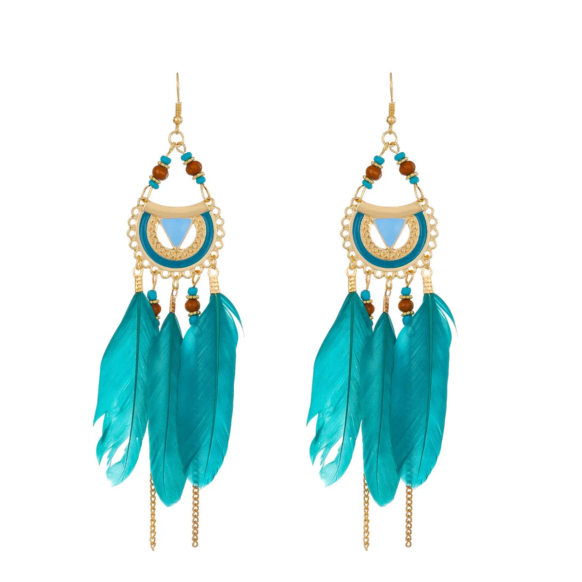 1 Pair Vacation Feather Hollow Out Cloth Dangling Earrings