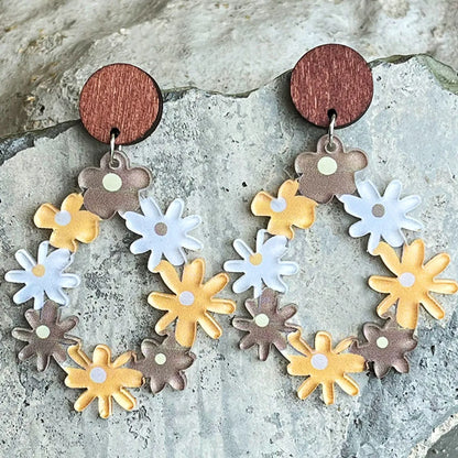 1 Pair Vacation Flower Arylic Drop Earrings