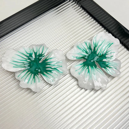 1 Pair Vacation Flower Enamel Iron Ear Studs