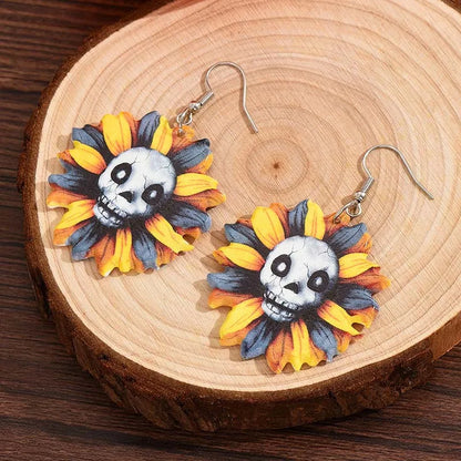 1 Pair Vacation Flower Plating Arylic Gold Plated Drop Earrings