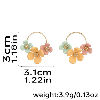 1 Pair Vacation Flower Plating Copper 14K Gold Plated Ear Studs