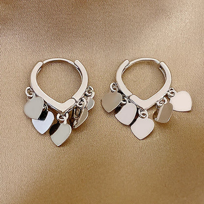 1 Pair Vacation Heart Shape Stainless Steel Drop Earrings