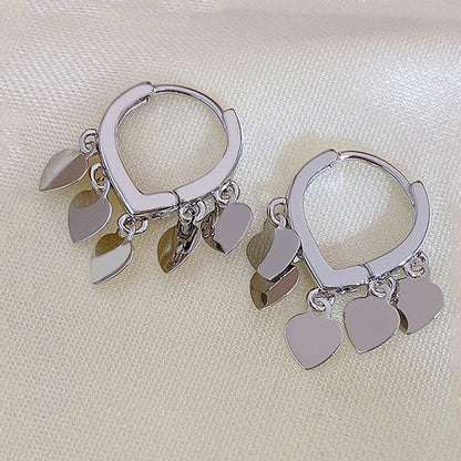 1 Pair Vacation Heart Shape Stainless Steel Drop Earrings