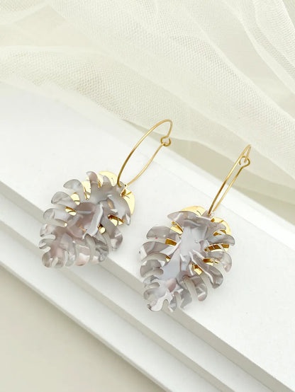 1 Pair Vacation Leaves Plating Stainless Steel Gold Plated Drop Earrings