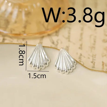 1 Pair Vacation Marine Style Beach Seashells Polishing Plating Chain Copper White Gold Plated Ear Studs