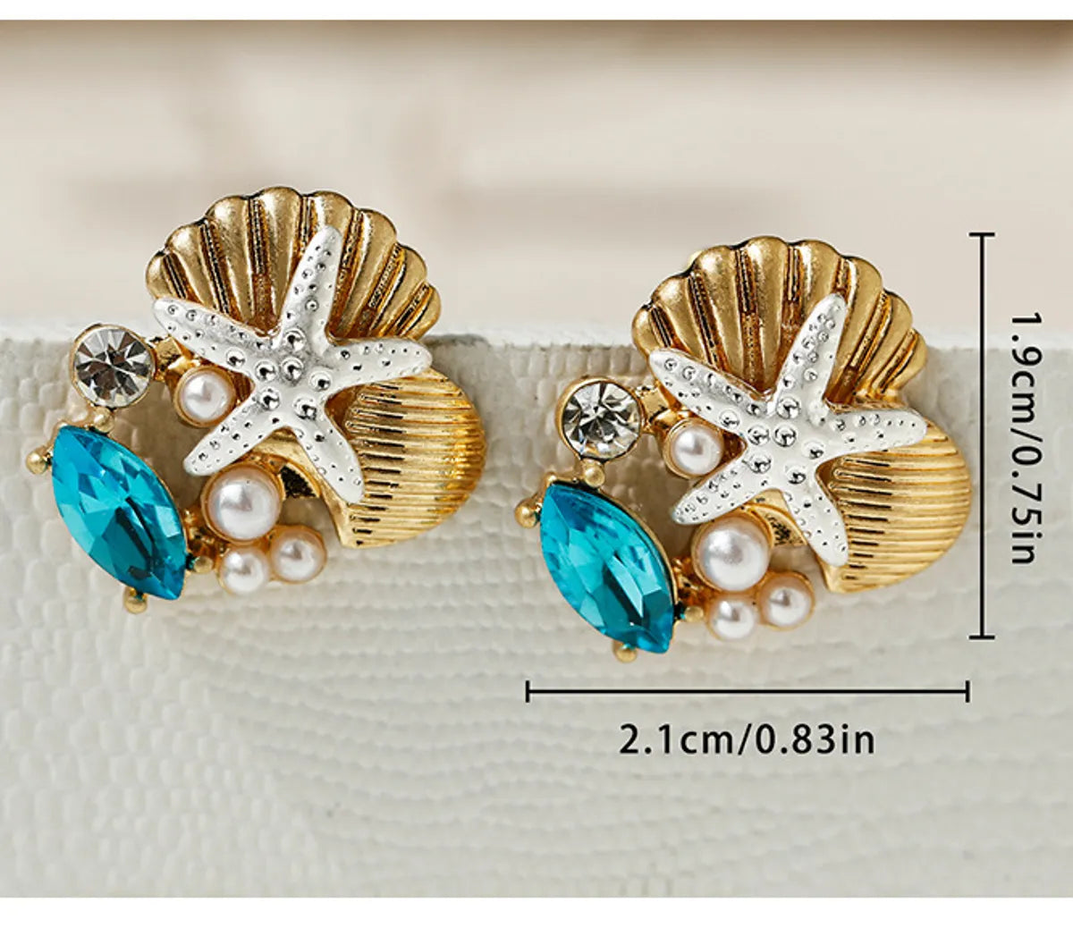 1 Pair Vacation Marine Style Geometric Starfish Plating Inlay Zinc Alloy Artificial Pearls Glass Shell Ear Studs