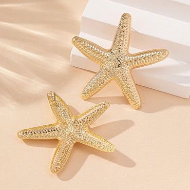 1 Pair Vacation Marine Style Starfish Iron Ear Studs