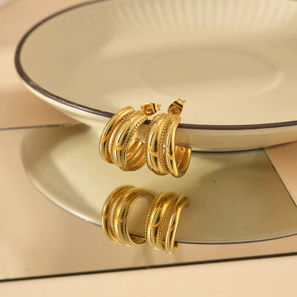 1 Pair Vacation Modern Style Classic Style C Shape Plating Stainless Steel Gold Plated Earrings