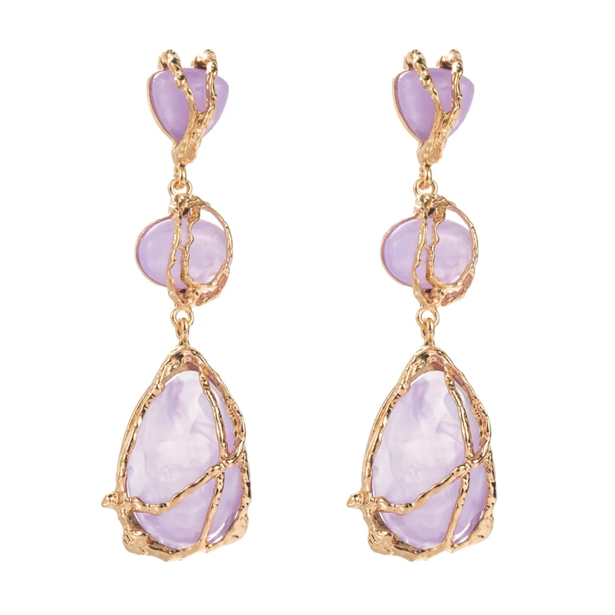 1 Pair Vacation Modern Style Classic Style Water Droplets Plating Inlay Alloy Resin Resin Gold Plated Drop Earrings