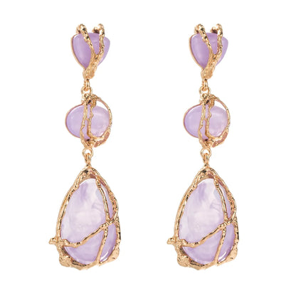 1 Pair Vacation Modern Style Classic Style Water Droplets Plating Inlay Alloy Resin Resin Gold Plated Drop Earrings