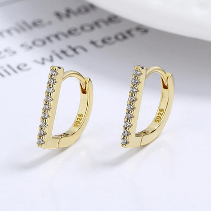 1 Pair Vacation Modern Style Simple Style Geometric Inlay Sterling Silver Zircon White Gold Plated Gold Plated Earrings